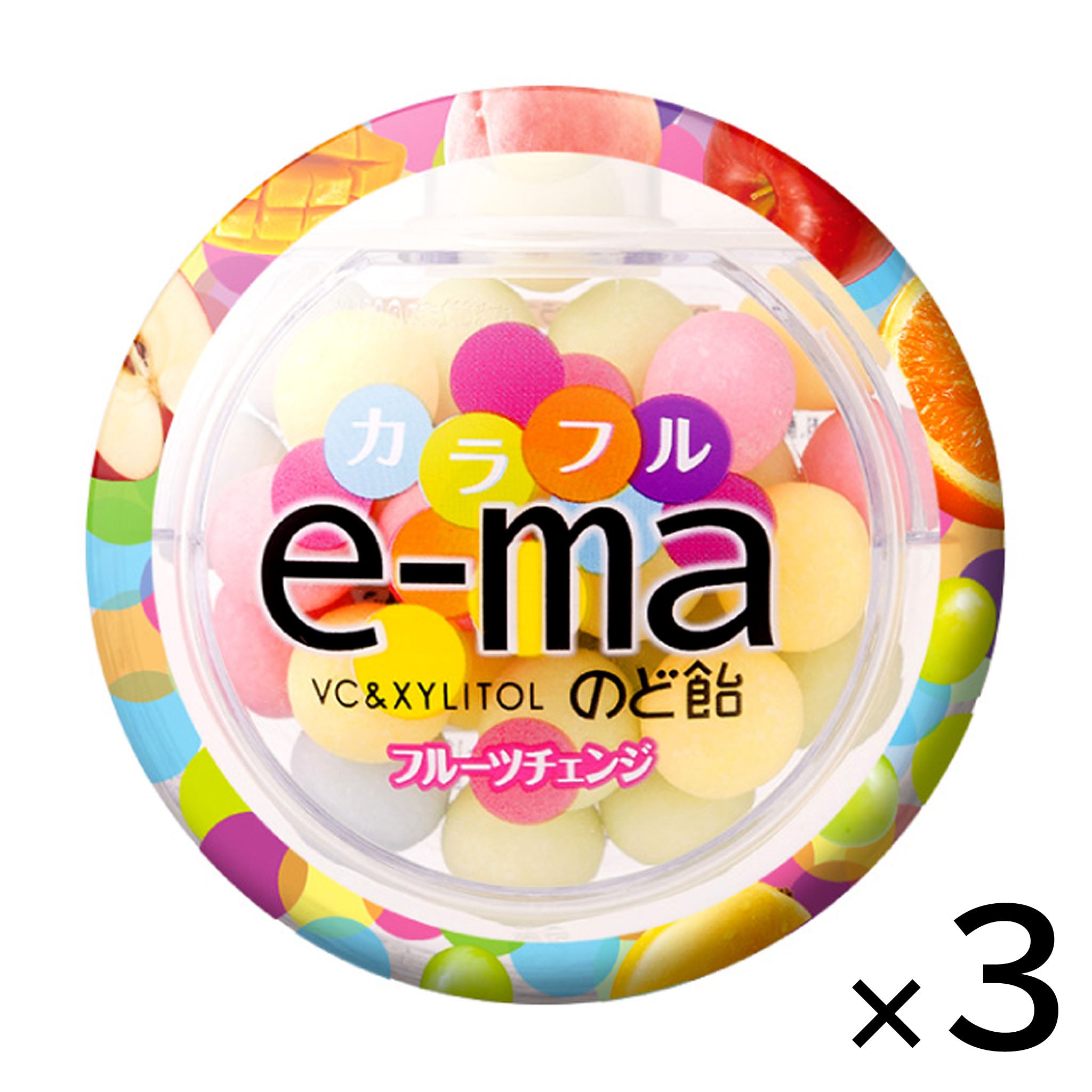 UHA E-ma Throat Lozenge Colorful Fruits Case (3-pack)